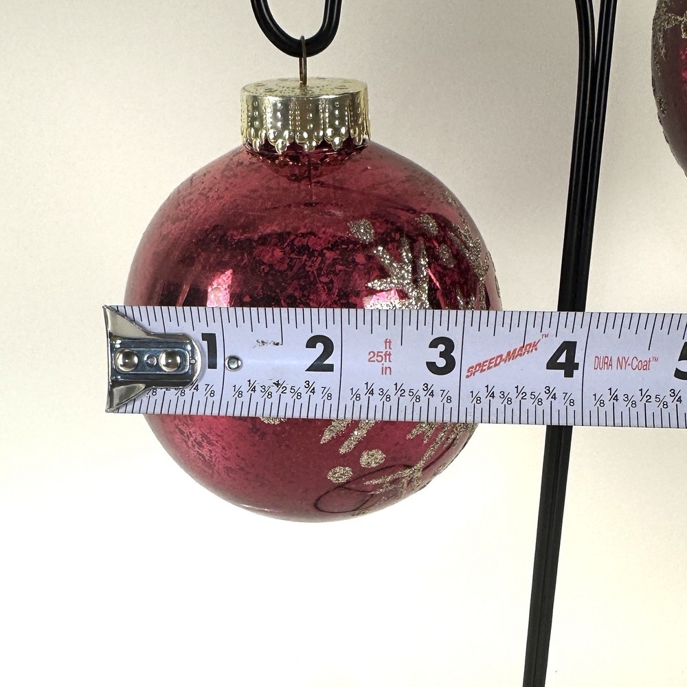 2 Snowflake Ornaments Red And Gold Glitter And Sparkles Plastic - Picture 4 of 4